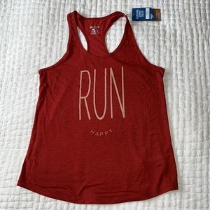 Brooks Running Women's Distance Graphic Run Happy Tank Top Rosewood Red Small